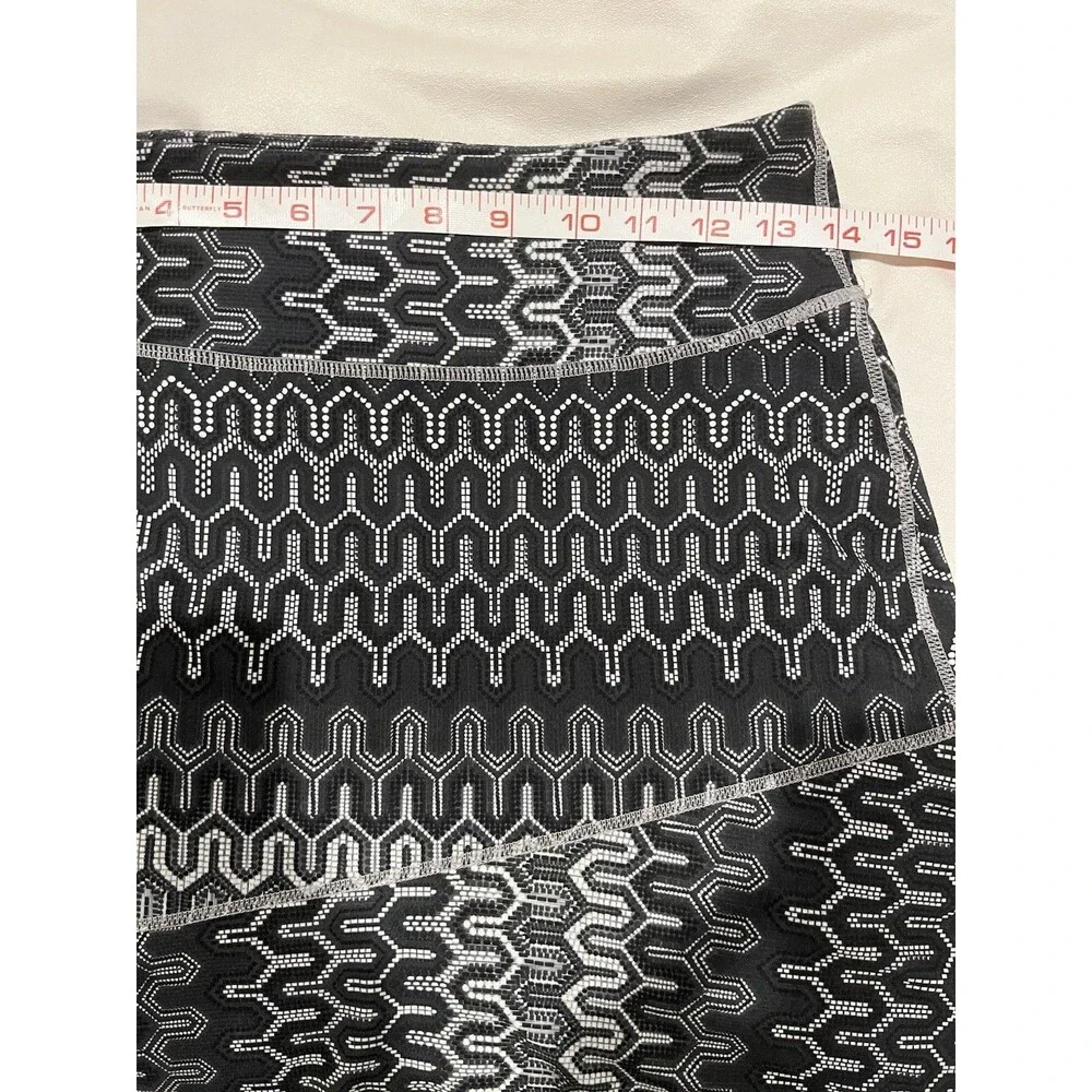 Prana Deedra Geometric Patterned 18” Knit Skirt A-line XS Black Gray White